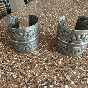 Vintage Bedouin North Africa Silver Cuffs